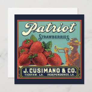 Vintage Früchteetiketten Erdbeeren Einladung