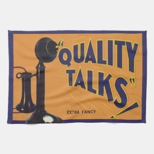 Vintage-Fruchtkisten-Etiketten-Kunst, altmodisches Geschirrtuch