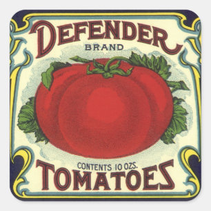 Vintage-Fruchtkisten-Etiketten-Kunst, Defender Tom Quadratischer Aufkleber