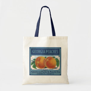 Vintage-Fruchtkisten-Etiketten-Kunst, Georgia-Pfir Tragetasche