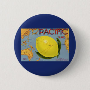 Vintage-Fruchtkisten-Etiketten-Kunst Pacific-Zitro Button