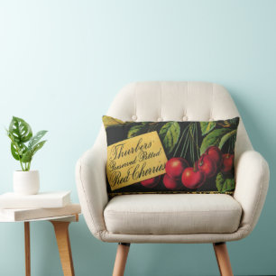 Vintage-Fruchtkisten-Etiketten-Kunst, Thurber-Kirs Lendenkissen