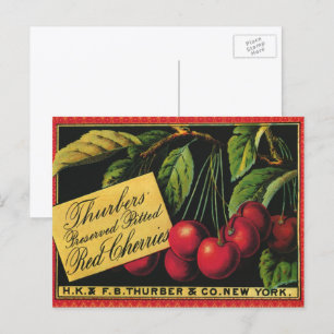 Vintage-Fruchtkisten-Etiketten-Kunst, Thurber-Kirs Postkarte