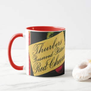 Vintage-Fruchtkisten-Etiketten-Kunst, Thurber-Kirs Tasse