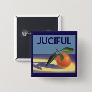 Vintage-Fruchtkisten-Etikettenkunst, Juciful Orang Button
