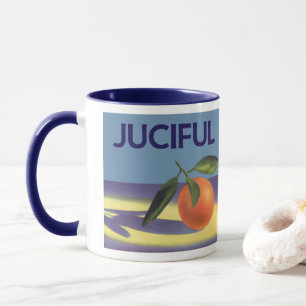 Vintage-Fruchtkisten-Etikettenkunst, Juciful Orang Tasse