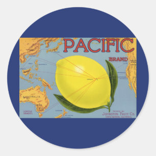Vintage-Fruchtkisten-Etikettenkunst Pacific Lemon  Runder Aufkleber