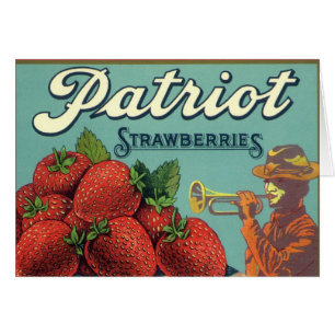 Vintage-Fruchtkisten-Etikettenkunst Patriot Erdbee