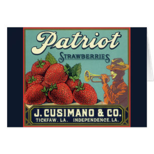 Vintage-Fruchtkisten-Etikettenkunst Patriot Erdbee