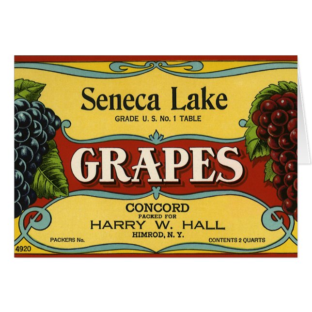 Vintage-Fruchtkisten-Etikettenkunst, Seneca Lake T (Vorderseite (Horizontal))