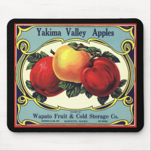 Vintage-Fruchtkisten-Etikettenkunst Yakima Valley  Mousepad
