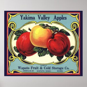 Vintage-Fruchtkisten-Etikettenkunst Yakima Valley Poster