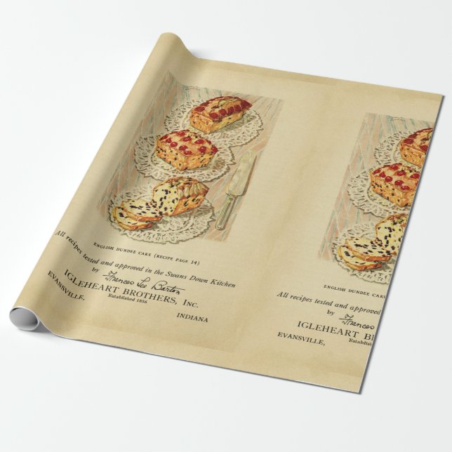 Vintage Fruchtkuchenillustration Geschenkpapier (Ungerollt)