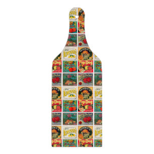 Vintage-Fruchtlabel-Muster Schneidebrett