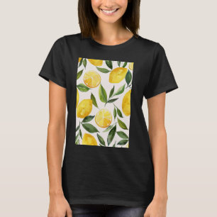 Vintage-Fruchtmuster-Kunst-Limonen-Wasserfarbe 3 T-Shirt