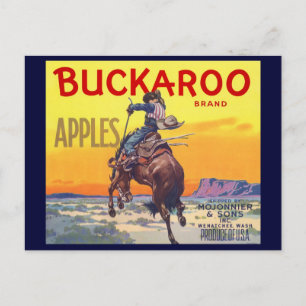 Vintage-Fruchtschachtel-Etikettenkunst, Buckaroo-Ä Postkarte