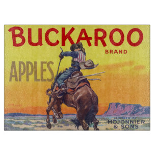 Vintage-Fruchtschachtel-Etikettenkunst, Buckaroo-Ä Schneidebrett