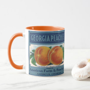 Vintage-Fruchtschachtel-Etikettenkunst, Georgia-Pf Tasse