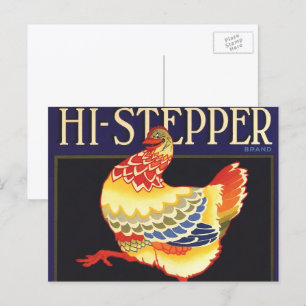 Vintage-Fruchtschachtel-Etikettenkunst, Hi Stepper Postkarte