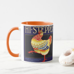 Vintage-Fruchtschachtel-Etikettenkunst, Hi Stepper Tasse