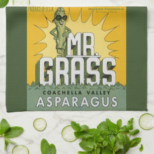 Vintage-Fruchtschachtel-Etikettenkunst Mr. Grass S Geschirrtuch