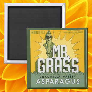 Vintage-Fruchtschachtel-Etikettenkunst Mr. Grass S Magnet