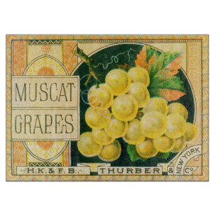 Vintage-Fruchtschachtel-Etikettenkunst, Muskat-Tra Schneidebrett