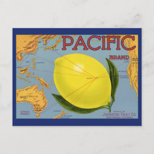 Vintage-Fruchtschachtel-Etikettenkunst Pacific Zit Postkarte