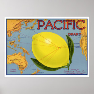Vintage-Fruchtschachtel-Etikettenkunst Pazifische  Poster