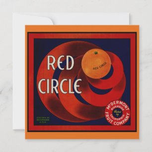 Vintage-Fruchtschachtel-Etikettenkunst Rote-Kreis- Einladung