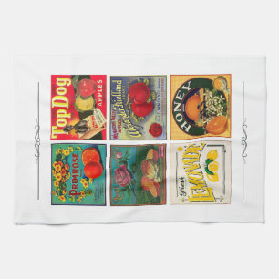Vintage-Fruchtwerbeetikett Land Geschirrtuch