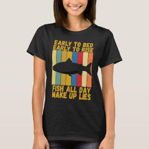Vintage Früh ins Bett Frühes Aufstehen Lustig Lach T-Shirt
