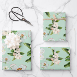 Vintage Frühjahrsblüte-Blume Muster Geschenkpapier Set