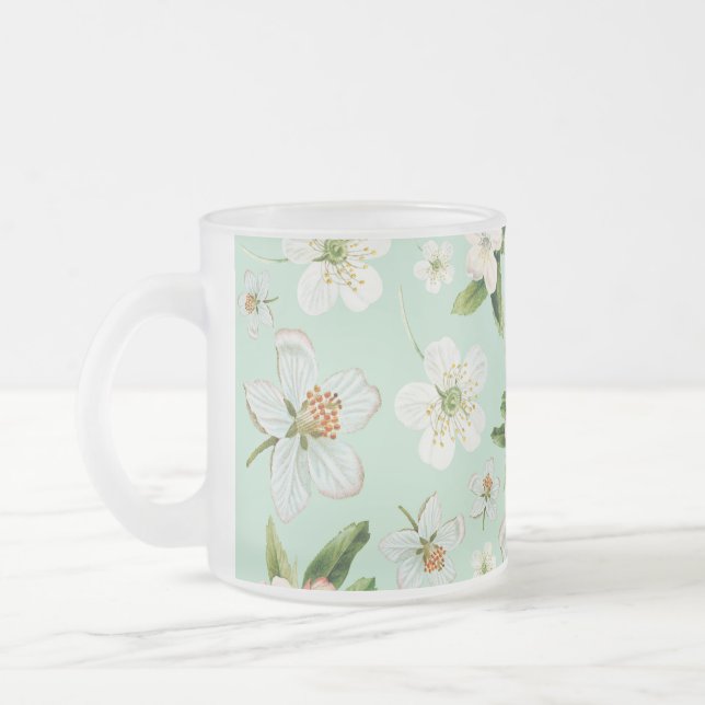 Vintage Frühjahrsblüte-Blume Muster Mattglastasse (Links)