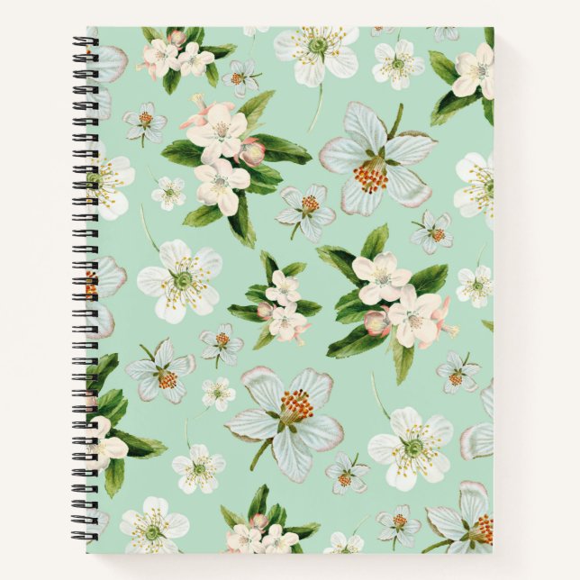 Vintage Frühjahrsblüte-Blume Muster Notizbuch (Vorderseite)