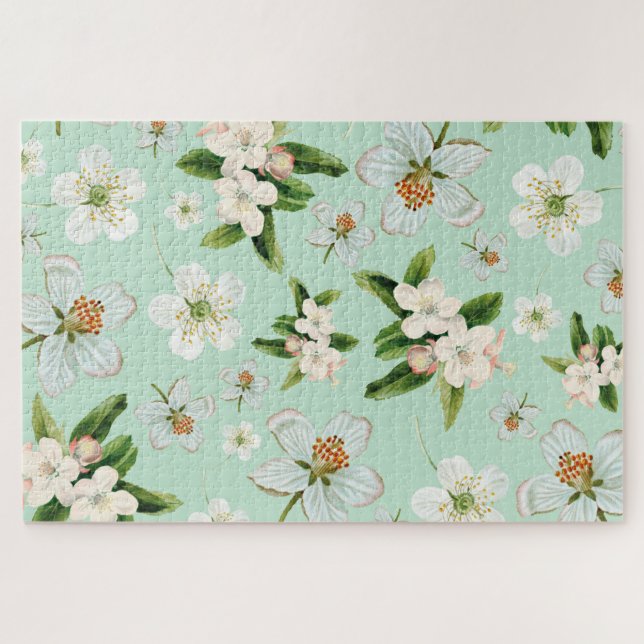 Vintage Frühjahrsblüte-Blume Muster Puzzle (Horizontal)