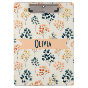 Vintage Frühling Orange und Grün Botanischer Name Klemmbrett