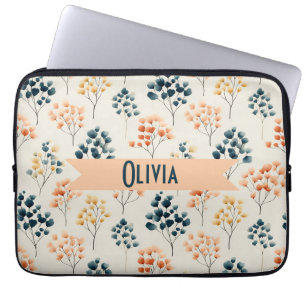 Vintage Frühling Orange und Grün Botanischer Name Laptopschutzhülle
