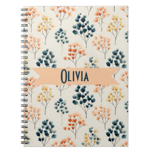 Vintage Frühling Orange und Grün Botanischer Name Notizblock