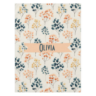 Vintage-Frühlings-Orange- und Grün-Botanischer-Nam Tischdecke