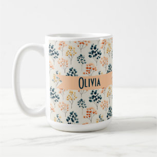 Vintage-Frühlings-Orange und grüner botanischer Na Kaffeetasse
