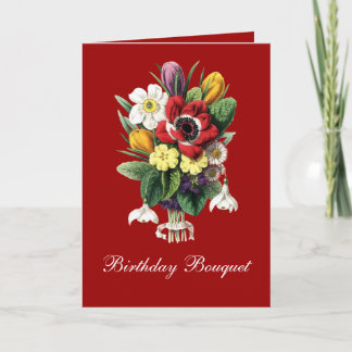 Vintage Frühlingsblumen Bouquet Geburtstag Karte