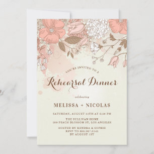 Vintage Frühlingsblumen Probe Abendessen Einladung