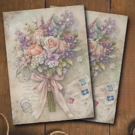 Vintage Frühlingsblumenstrauß Ephemera Decoupage Seidenpapier