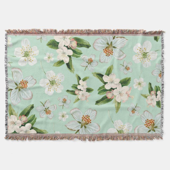 Vintage Frühlingsblüten Muster Decke (Vorderseite)