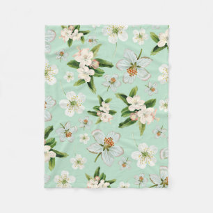 Vintage Frühlingsblüten Muster Fleecedecke