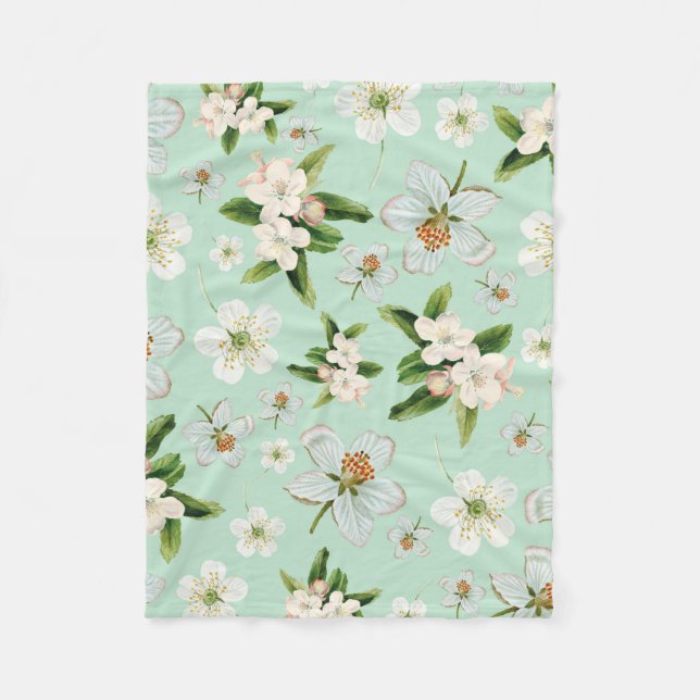 Vintage Frühlingsblüten Muster Fleecedecke (Vorderseite)
