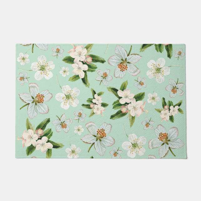 Vintage Frühlingsblüten Muster Fußmatte (Vorderseite)