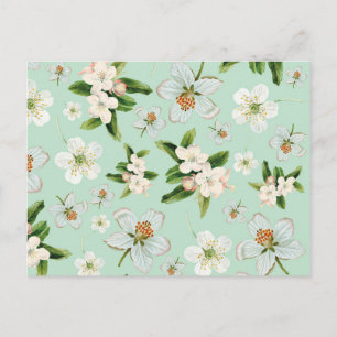 Vintage Frühlingsblüten Muster Postkarte