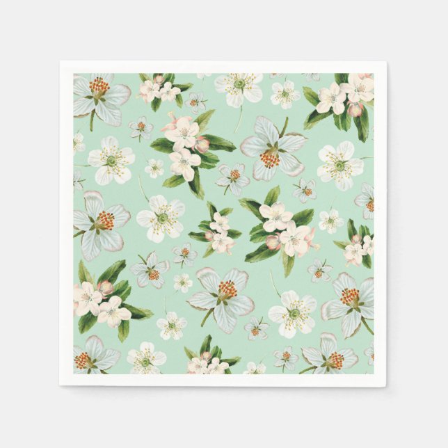 Vintage Frühlingsblüten Muster Serviette (Vorderseite)